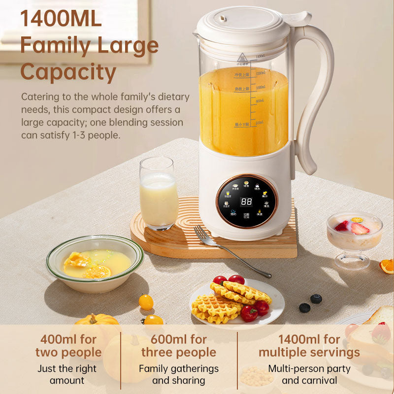 1.4L Nuts Milk Maker, Juicer and Soy Milk Machine with 16 Blades for Plant-Based Drinks, Oatmeal, Almond, Grains, and Beverages